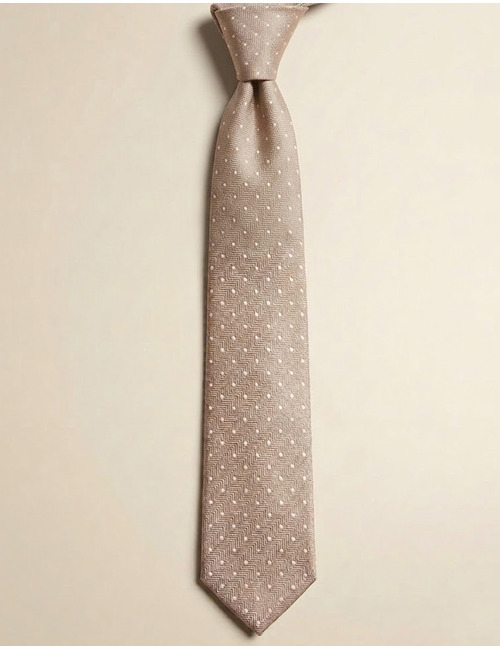 Zijden stropdas met structuur en stippen beige
