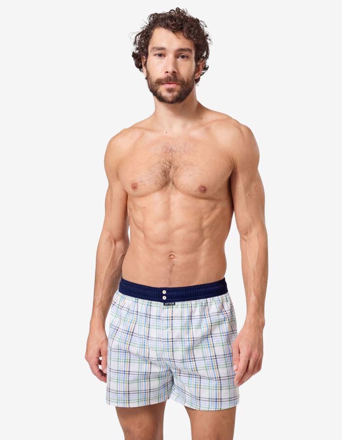 Le Club boxershort geruit katoen blanc