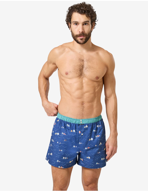 Le Club boxershort zeilboten katoen marine