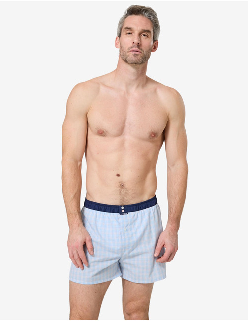 Le Club boxershort geruit katoen ciel