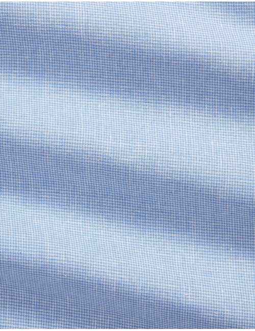 Custom fit linnenblend hemd pied-de-poule blauw wit