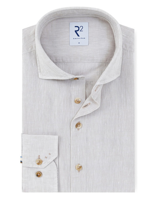 linnen hemd modern fit beige