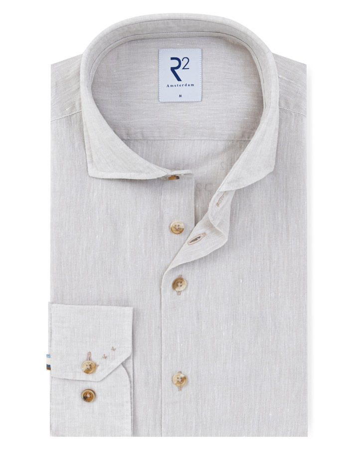 linnen hemd modern fit beige