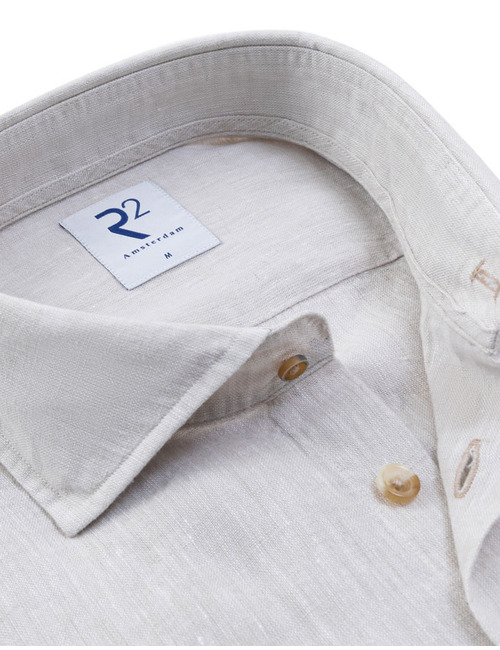 linnen hemd modern fit beige