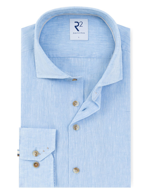 linnen hemd modern fit lichtblauw