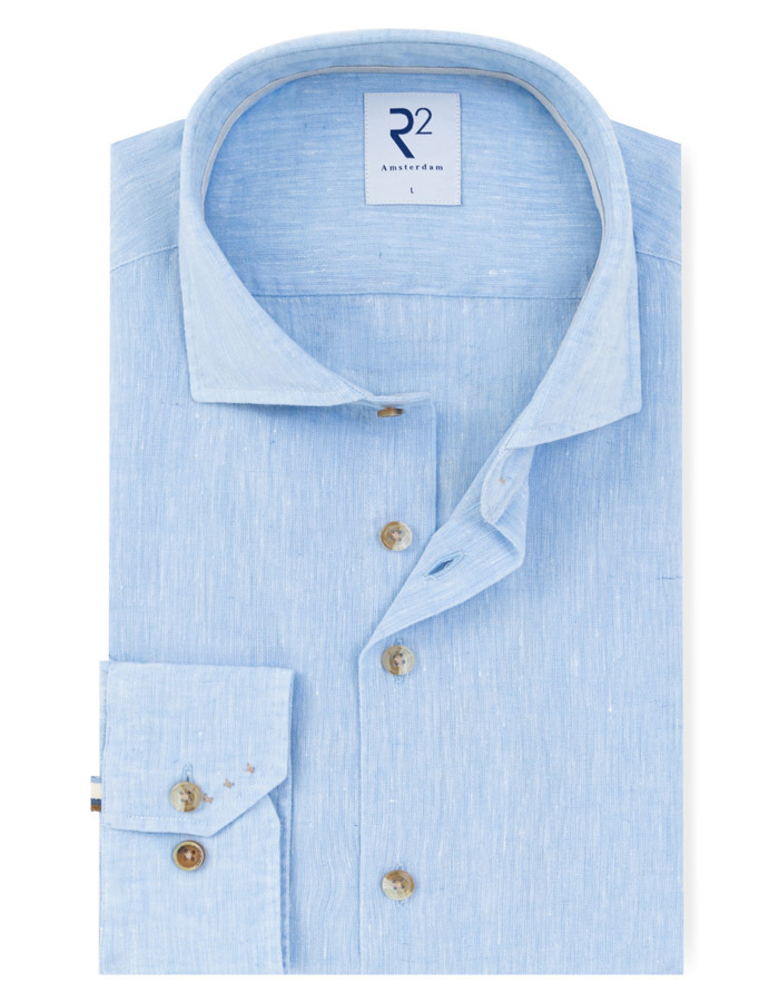 linnen hemd modern fit lichtblauw