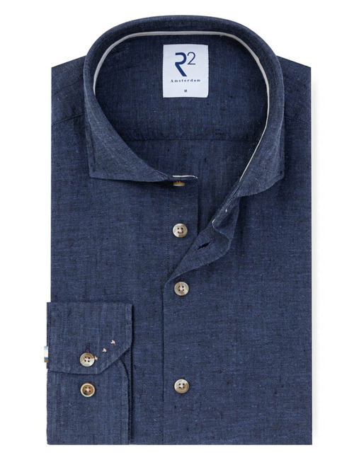 linnen hemd modern fit donkerblauw