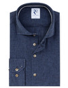 linnen hemd modern fit donkerblauw