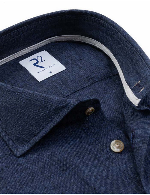 linnen hemd modern fit donkerblauw