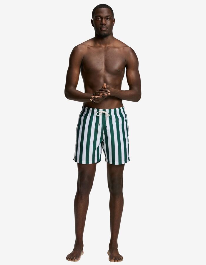 Zwemshort brede strepenprint groen wit