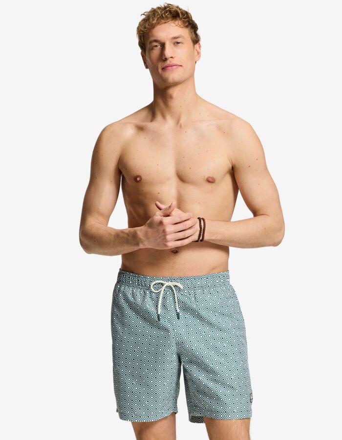 MIKE zwemshort grafische geo square print groen