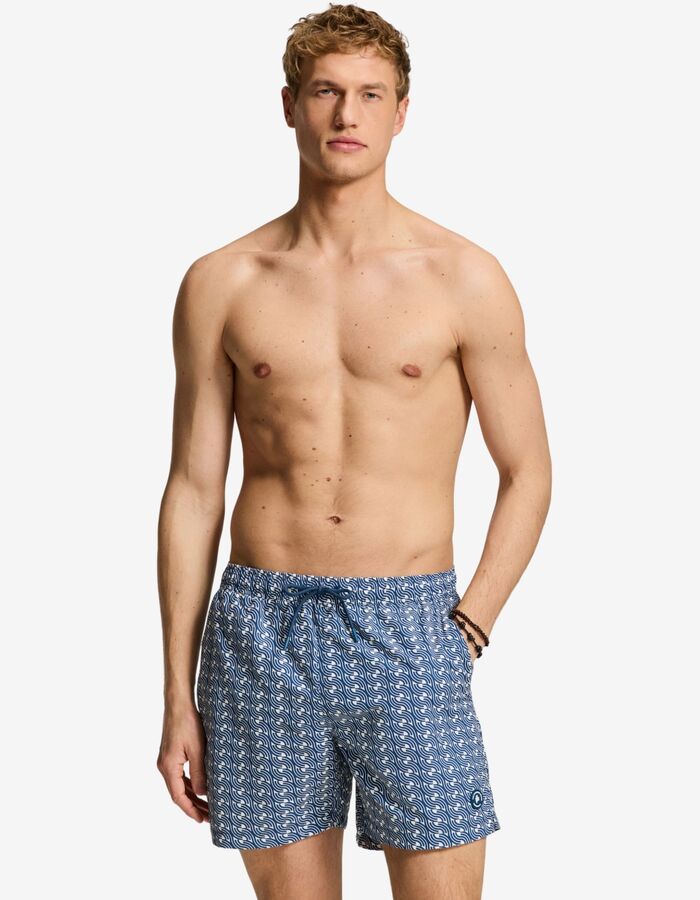 NATE zwemshort grafische geo print blauw