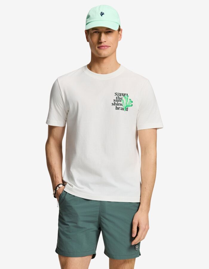 LIAM regular fit T shirt met painted coral print wit