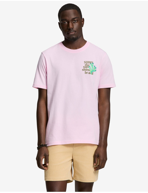 LIAM regular fit T shirt met painted coral print roze