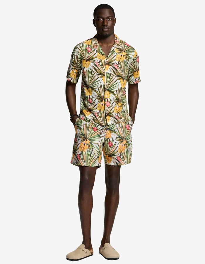 VIC overhemd met tropische banana breeze print groen