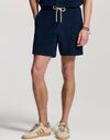 TONY badstof short met jacquard bladerenstructuur donkerblauw