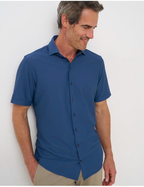 hemd korte mouwen stretch donkerblauw