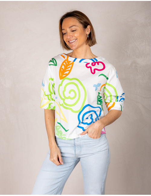 Senso korte mouw bloes multicolor