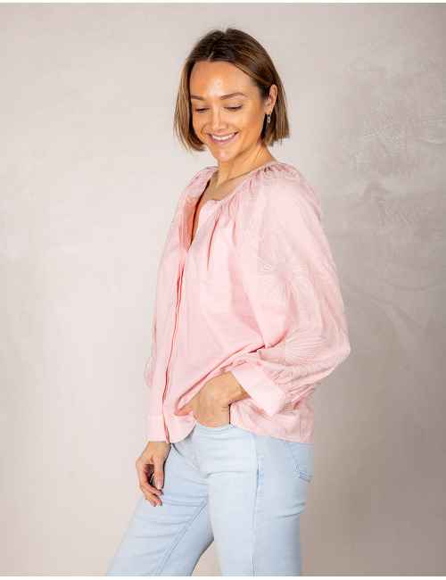 Senso korte mouw bloes roze