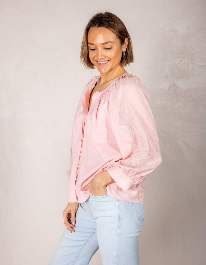 Senso korte mouw bloes roze