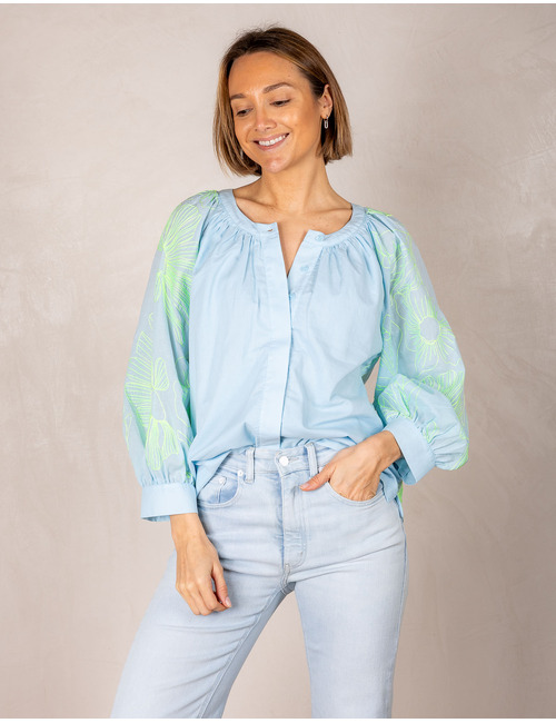 Senso korte mouw bloes blauw