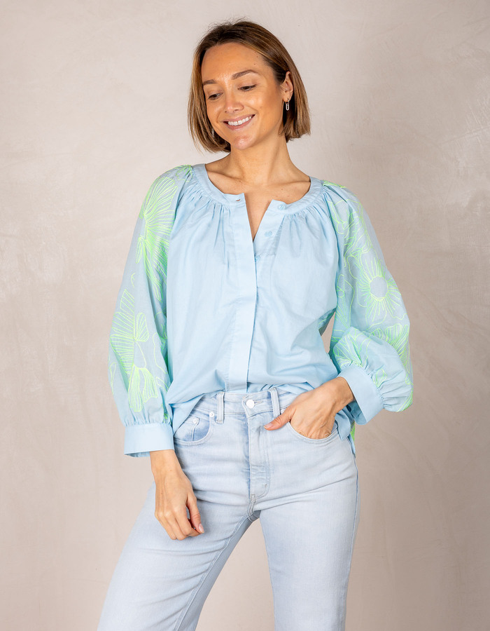 Senso korte mouw bloes blauw