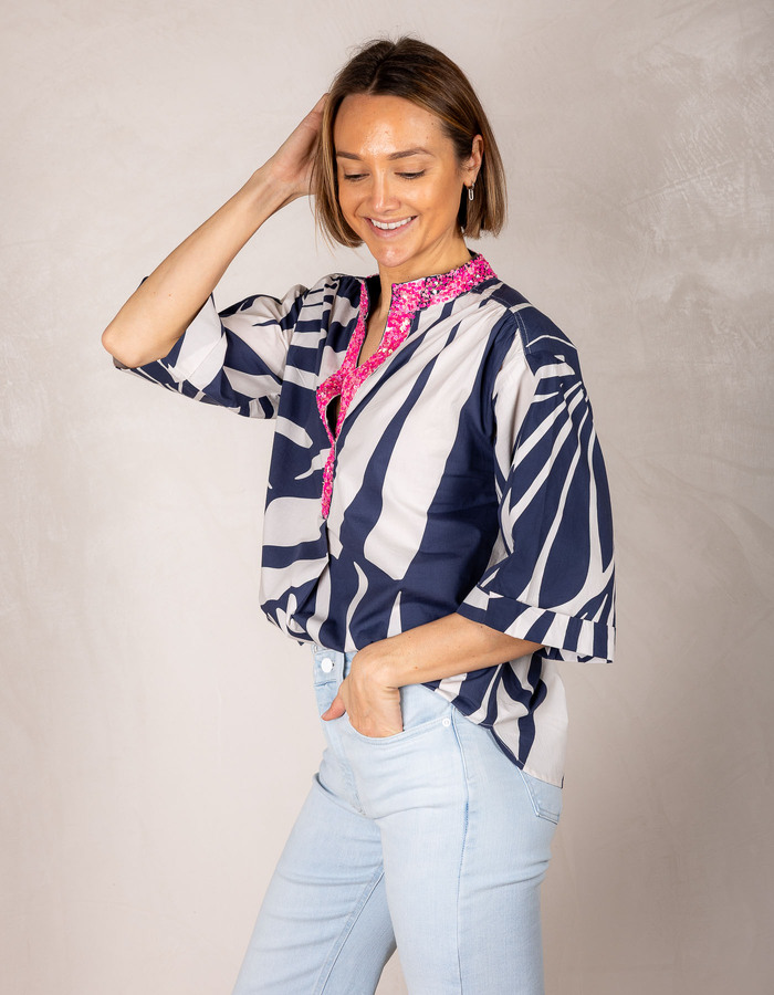 Senso korte mouw bloes navy