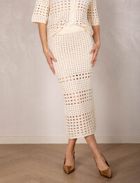 Ecru gehaakte midi rok in katoen