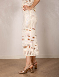 Ecru gehaakte midi rok in katoen