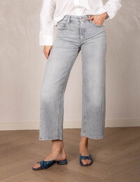 Oria - jeans in grijs met rechte cropped pijp