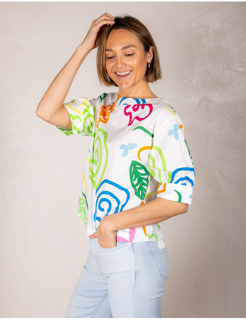 Senso korte mouw bloes multicolor