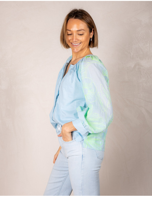 Senso korte mouw bloes blauw