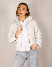 Tim - Zomervest in structuurbreisel met hoge kraag