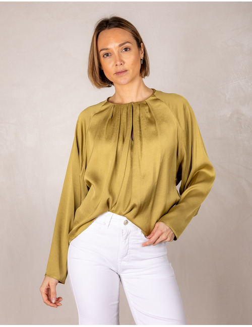 Drykorn lange mouw bloes kaki