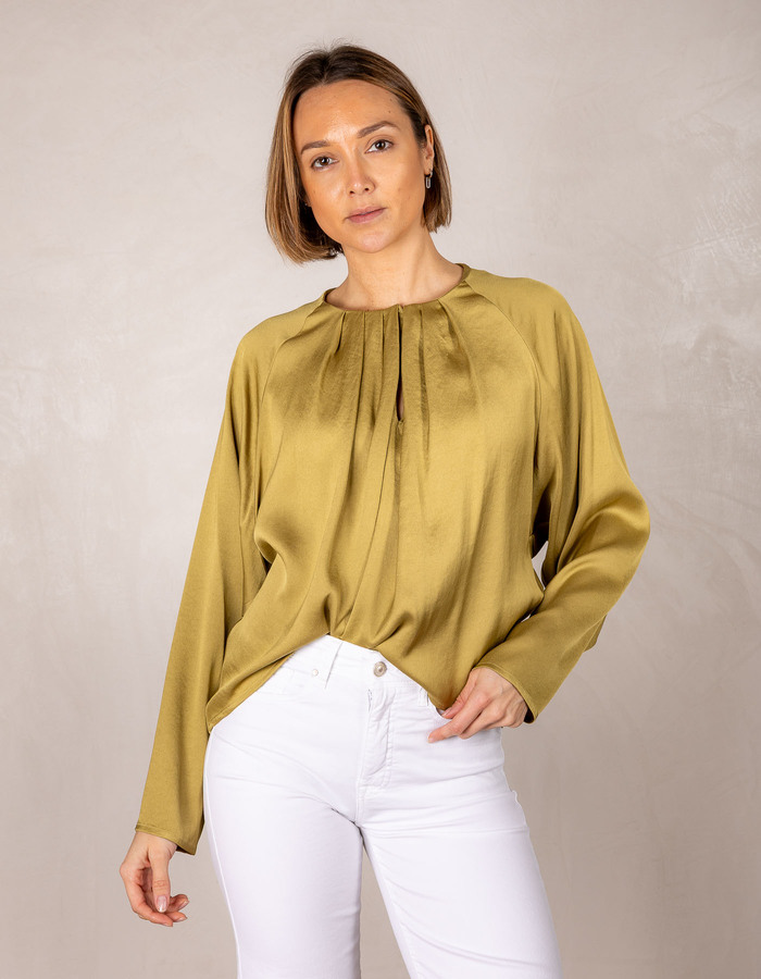 Drykorn lange mouw bloes kaki