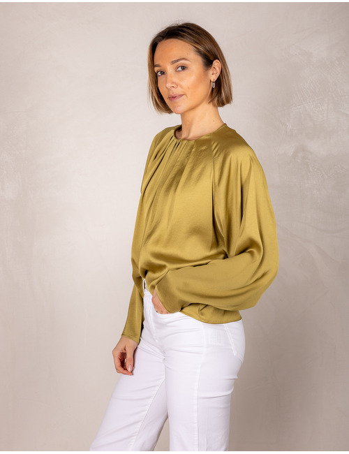 Drykorn lange mouw bloes kaki