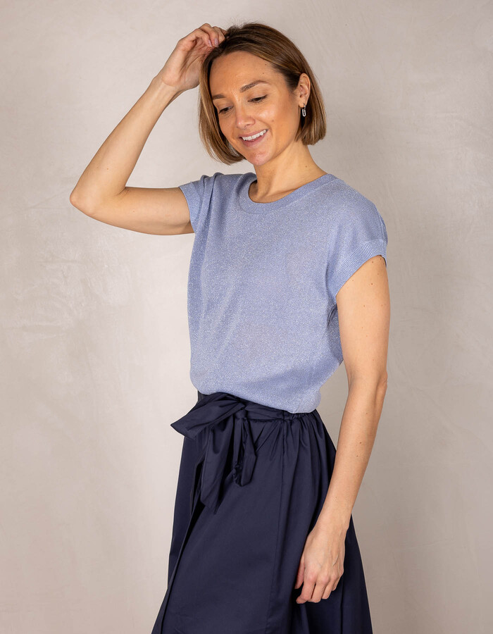 Dion - lurex pullover in heavenly blue