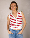 Rood wit gestreept gilet met knopen
