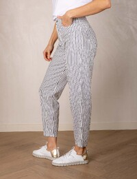 Gestreepte jeans met hoge taille en taps toelopende pijp