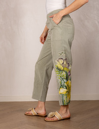 Ophelia - broek in kaki met bloemenprint