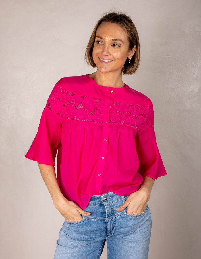 Fabienne Chapot lange mouw bloes roze