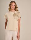 DRAKE - Beige T-shirt met sierlijke applicatie