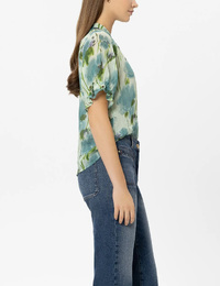 Bloes met bloemenprint in lyocell en ramie