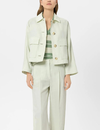 Pistachekleurige shirt jacket in linnenmix