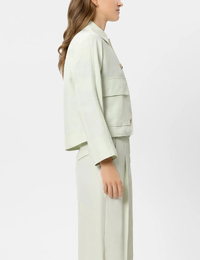 Pistachekleurige shirt jacket in linnenmix