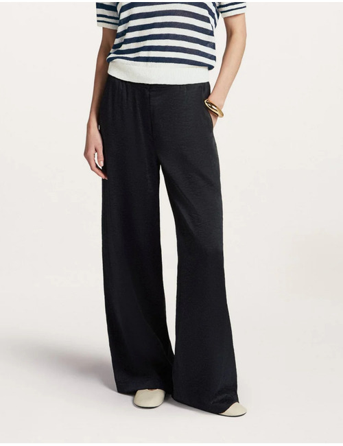 Deezy - palazzo broek in night blue met satijnlook