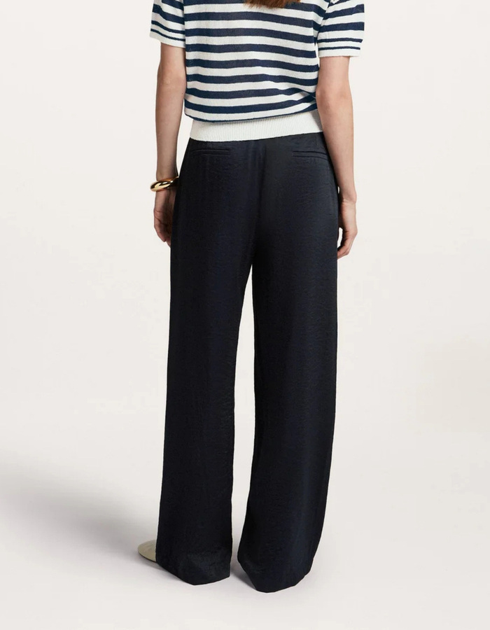 Deezy - palazzo broek in night blue met satijnlook