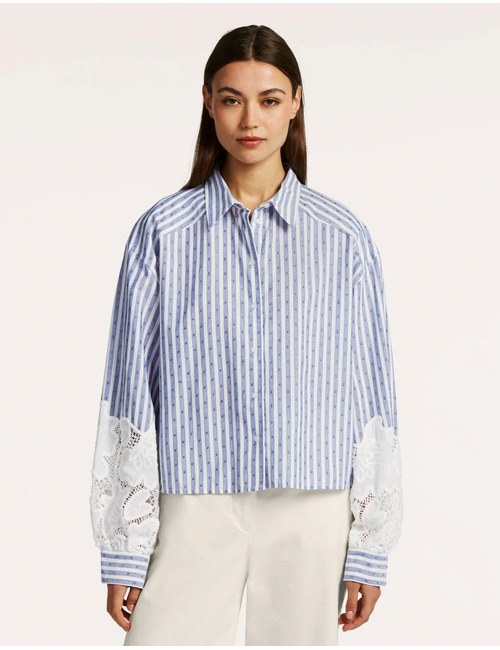 Amal - blouse met lurex streep in blauw