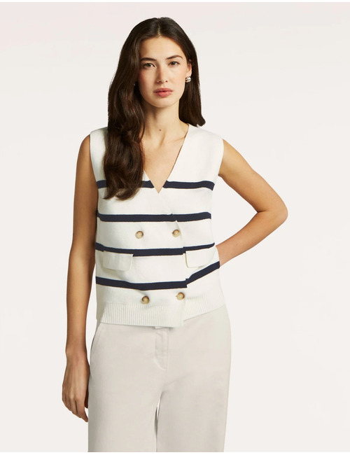 Marcella - cardigan met gebreide streep in cream