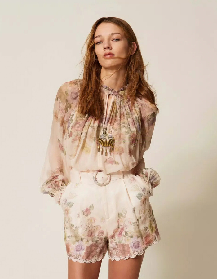 Twinset lange mouw bloes beige